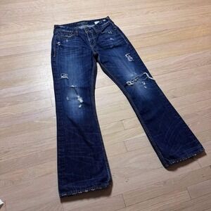 Guess Falcon Regular Boot Distressed Jeans Mens 31x30 Dark Wash Blue Denim